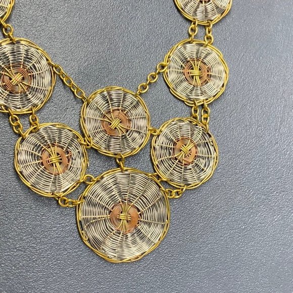 Retro BoHo Statement Necklace Gold Silver Copper - Picture 3 of 5